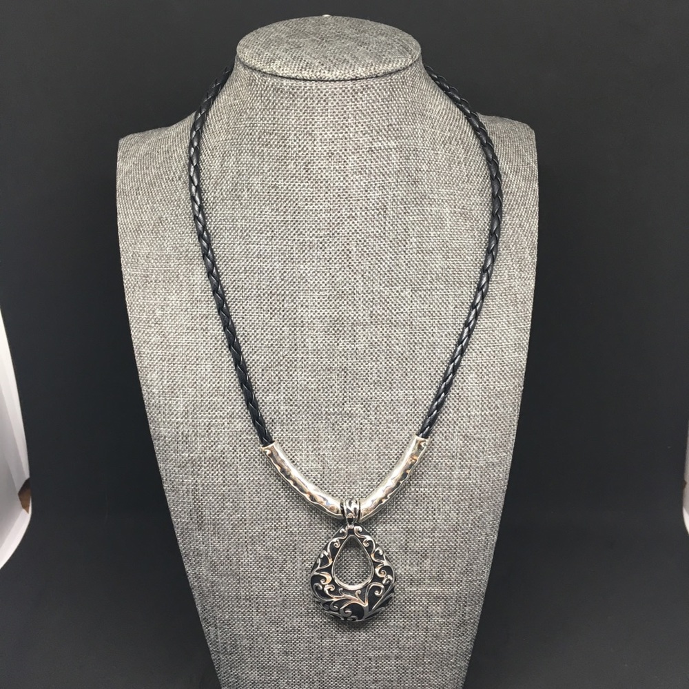 Black and silver necklace/earring set
